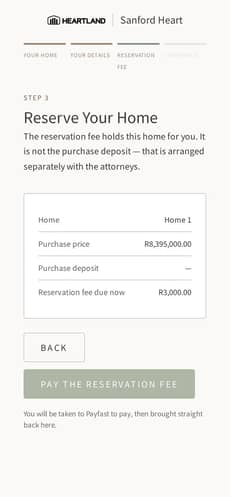 Reserve flow step 3: the reservation fee