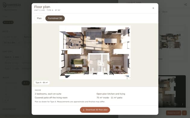 Furnished 3D floor plan