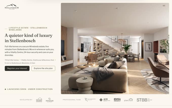Stellenbosch Village home page hero