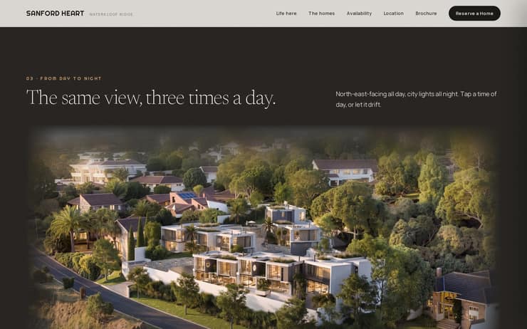 Lighting toggle: the same view, three times a day